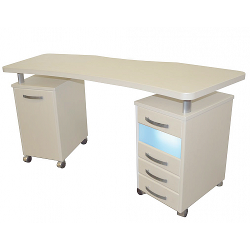 ​​​​​​​Стол маникюрный с 2 тумбами, фигурной столешницей и УФ-блоком "МЦ-053"